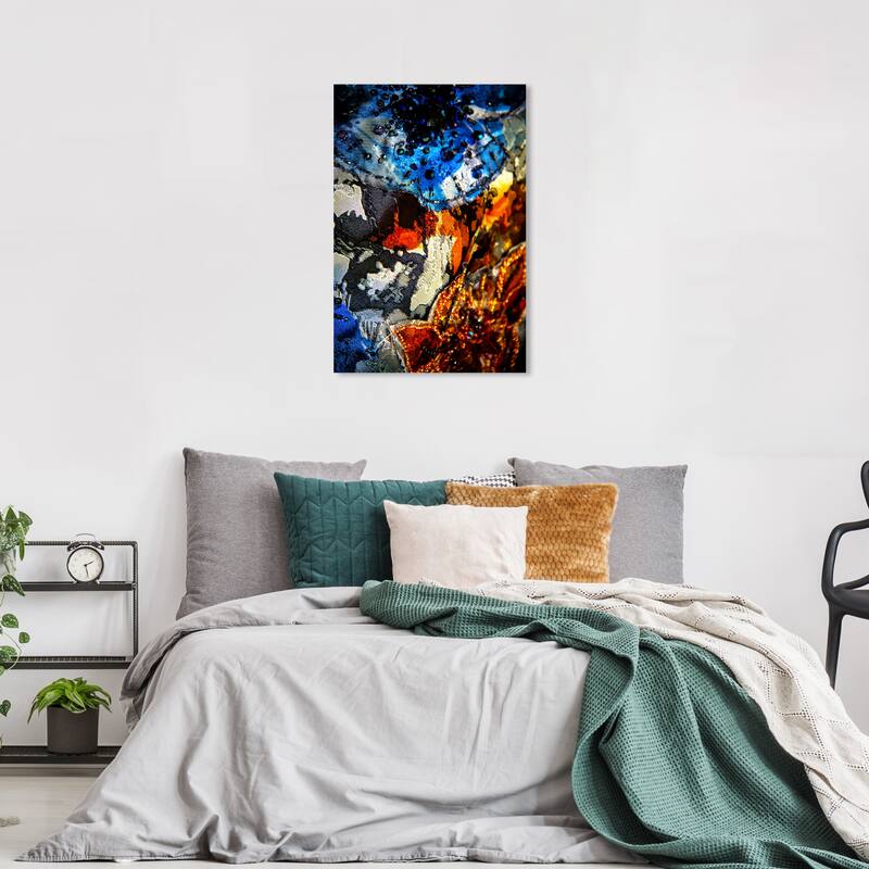 Wynwood Studio Canvas Fashion Mark Zunino - Amber Florals and Saphire Tides II Blue and Modern Wall Art Canvas Print - 36 x 24