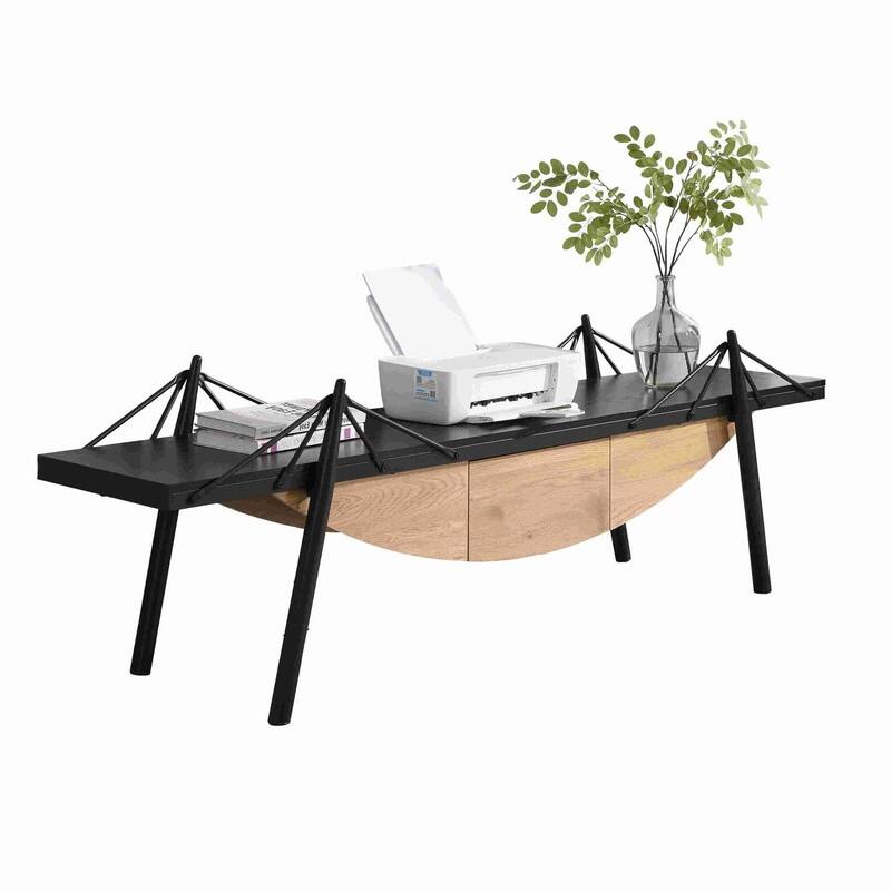 70.87" Modern Entertainment Center with Drawer, Wood Sailboat-Shaped TV Stand Media Console Table