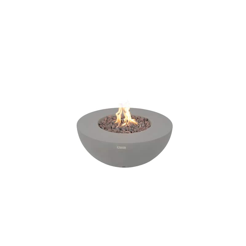 Modeno Roca 50,000 BTU Light Grey Concrete Propane Fire Table with Lava Rocks & Cover - 34 x 34 x 15