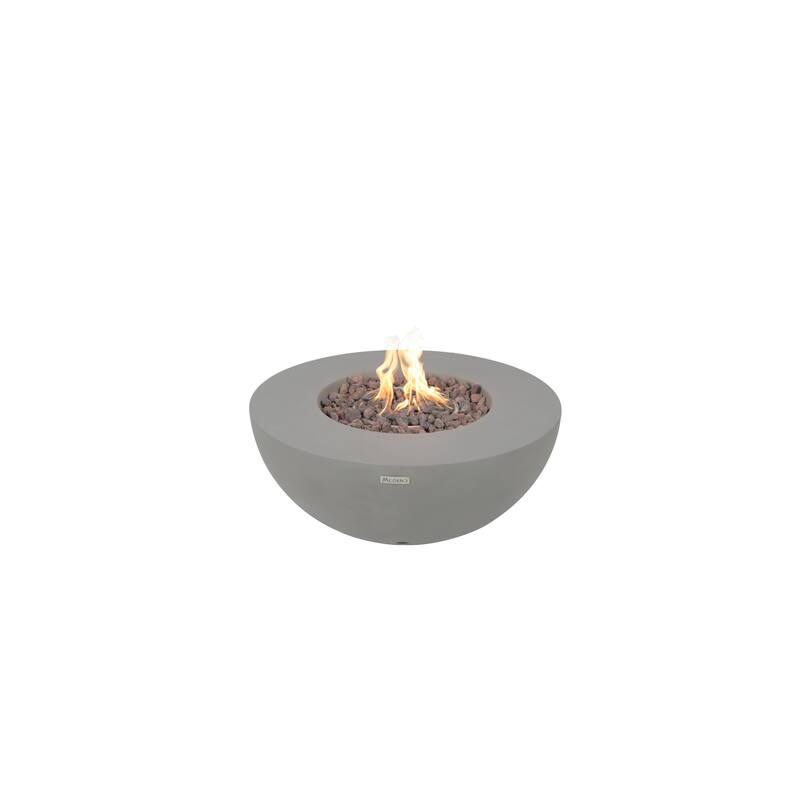 Modeno Roca 50,000 BTU Light Grey Concrete Natural Gas Fire Table with Lava Rocks & Cover - 34 x 34 x 15