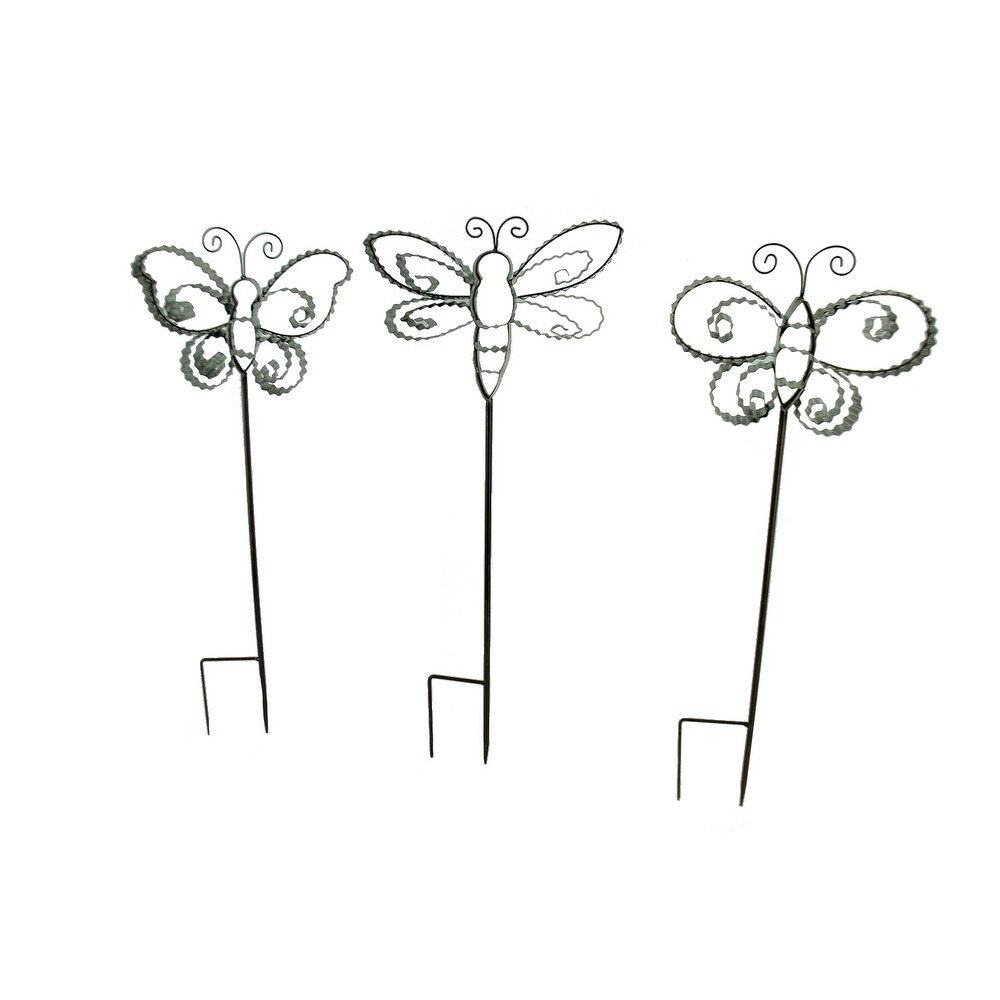 Shop Corrugated Metal Ribbon Butterfly Garden Stakes Set Of 3 27