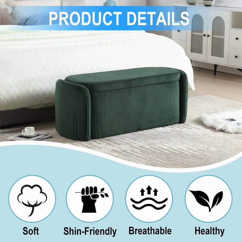 Bedroom Storage Ottoman End Bench with Safety Hinge