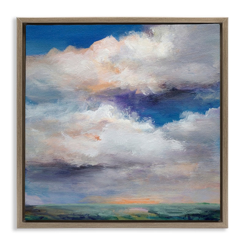 Stupell Restless White Clouds Framed Floater Canvas Wall Art Design By Karen Hale - 25 x 25 - Brown