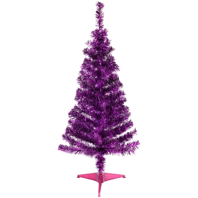 4' Purple Artificial Tinsel Christmas Tree Unlit