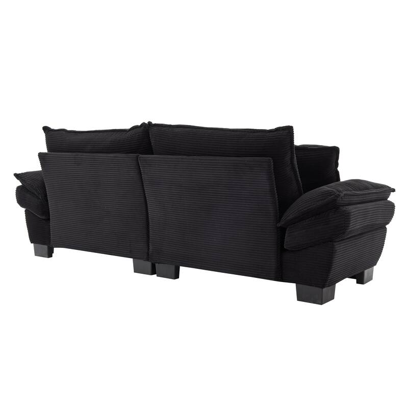 HOMYLIN 84" Black Corduroy Loveseat Sofa, 2 Seat Upholstered Couch
