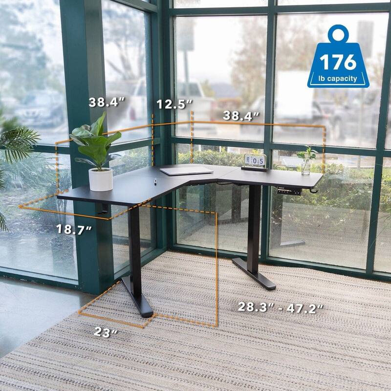 Mount-It! 38"W L-Shaped Adjustable Particle Board Standing Desk, Black (MI-15003)