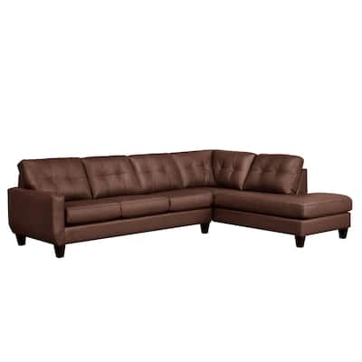 Gibson Top-Grain Leather Tufted Sectional Sofa