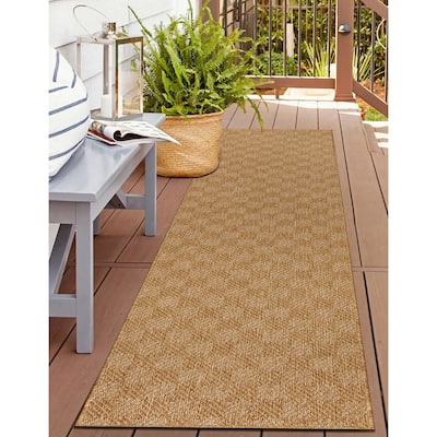 Diamond Weave Reversible Jute-Look Indoor/Outdoor Rug Reversible, Easy-Care Indoor/Outdoor Rug with Natural Fiber Look