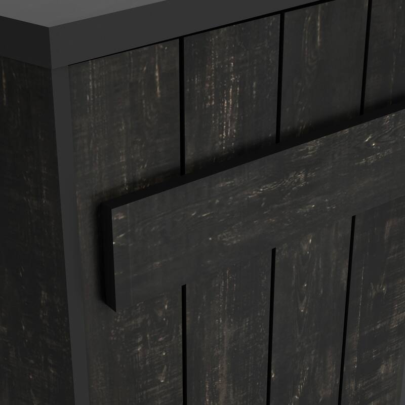 DH BASIC Farmhouse Plank-Style 28-Bottle 47-Inch Wine Cabinet Buffet by Denhour