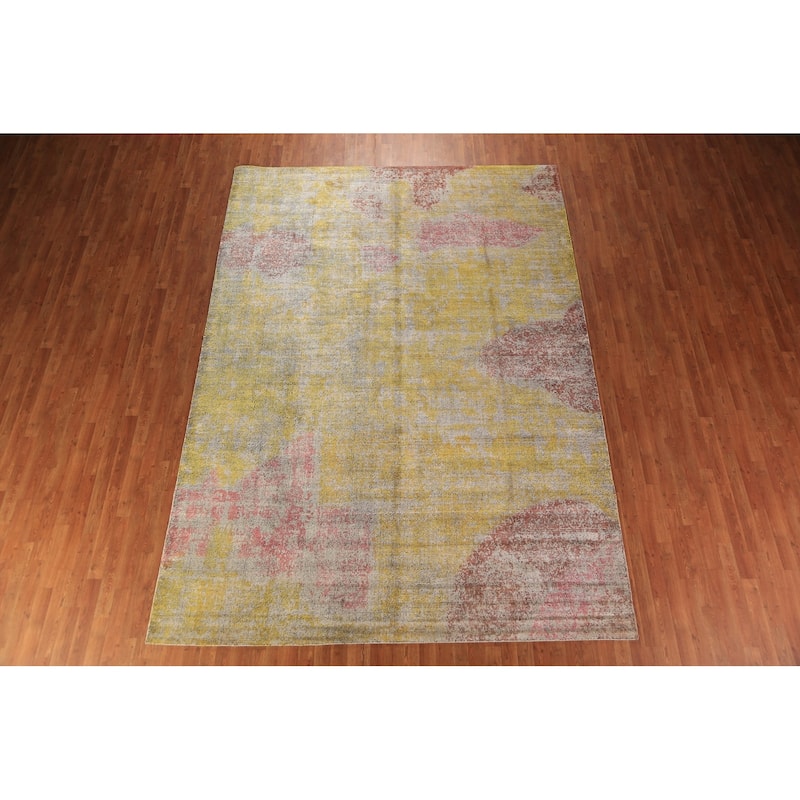 Colorful Modern Abstract Indian Area Rug Handmade Wool Carpet - 8'4"x 11'8"