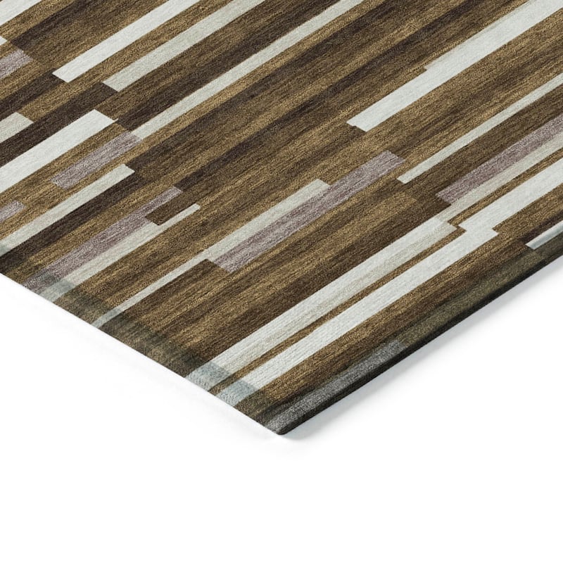 Machine Washable Indoor/ Outdoor Chantille Modern Stripes Rug