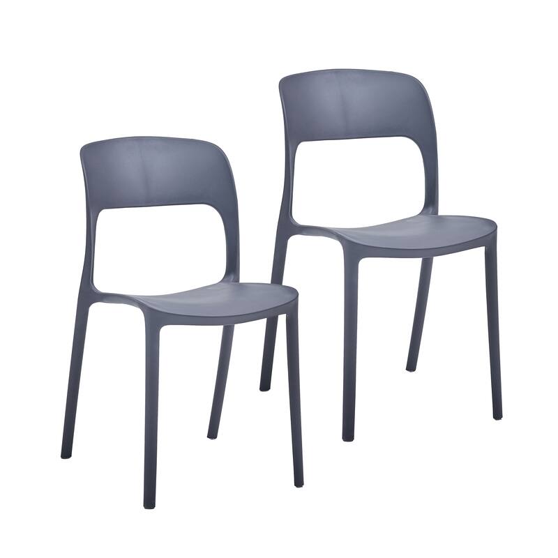 Porthos Home Brody Stackable Plastic Dining Chairs (Set of 2) - Grey