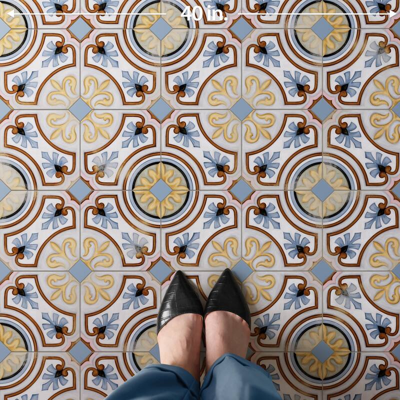 Merola Tile Vaudeville Octagon Deco Diglas 7-7/8" x 7-7/8" Porcelain Floor and Wall Tile