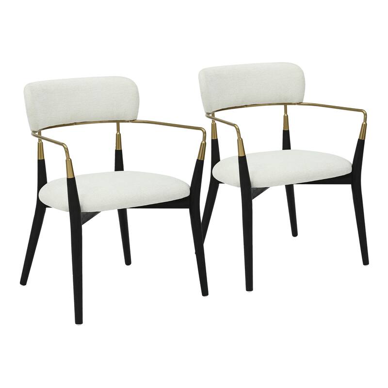 Carson Carrington Ridge Chair (Set of 2) - Cream Fabric/Black Wood/Gold Metal