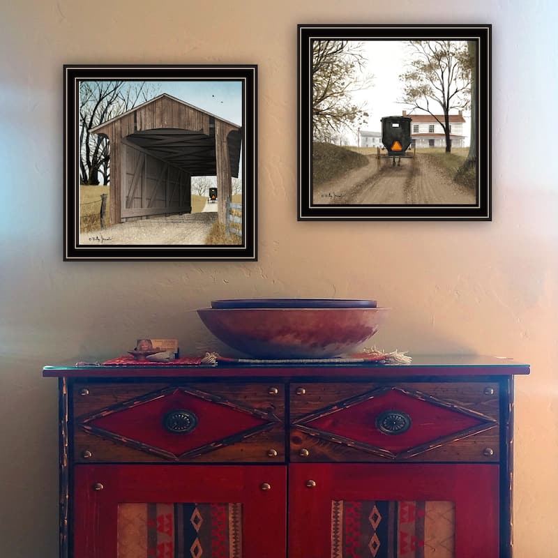 2-Piece Framed Wall Art Set - Headin' Home & Miller's Creek Bridge, Black Frame