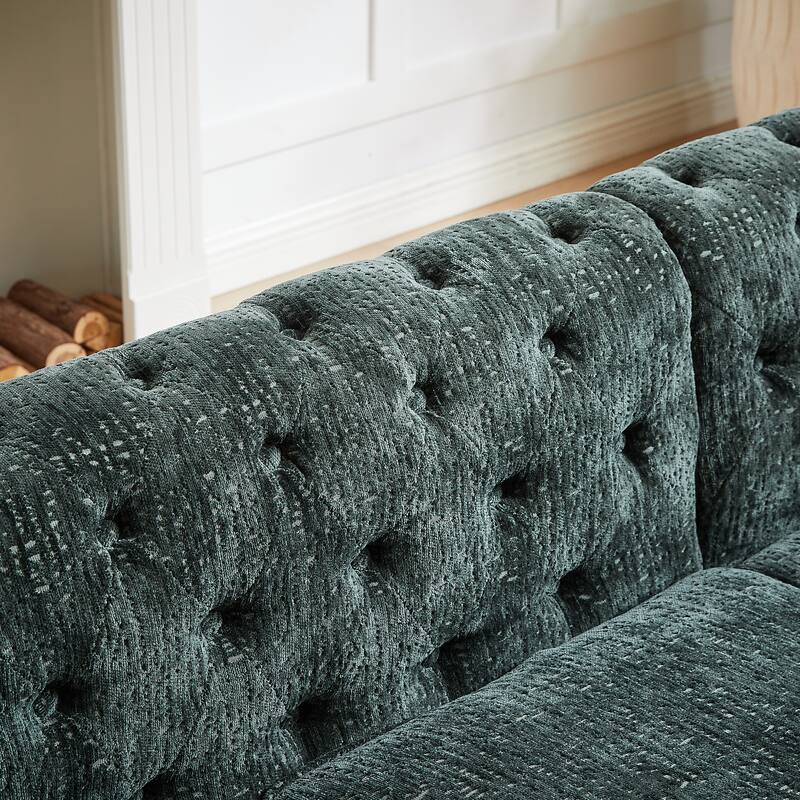 5-Seater Chenille Corner Sofa with Nailhead Trim, L-Shaped Couch for Living Rooms