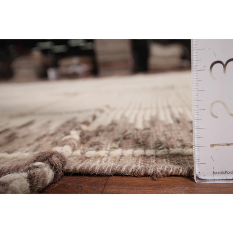 Earth Tone Moroccan Area Rug Hand-Knotted Wool Carpet - 7'10" x 12'0"