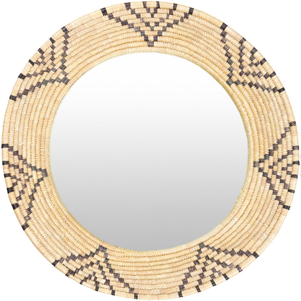 Livabliss Elys Woven Grass Boho Round Mirror