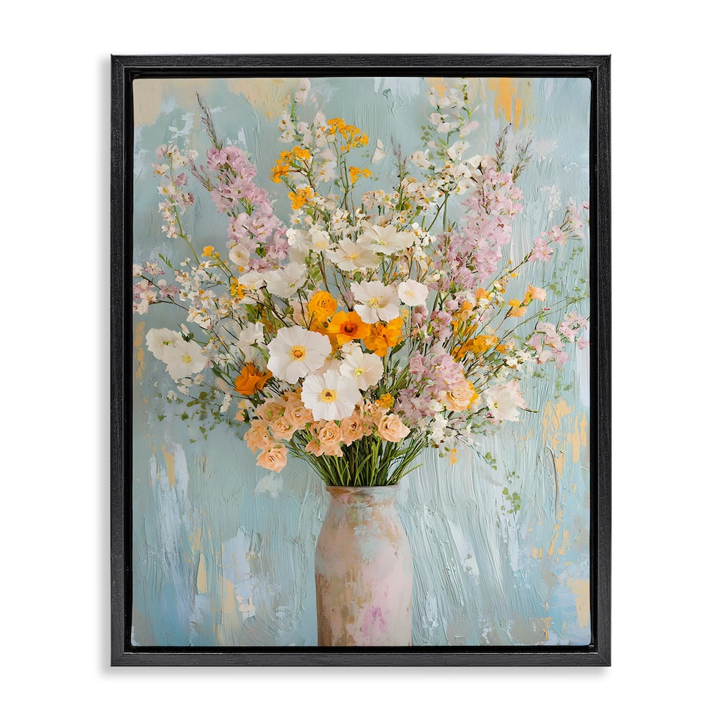 Stupell Orange & White Flower Arrangement Framed Floater Canvas Wall Art Design By Franklyn Gregory
