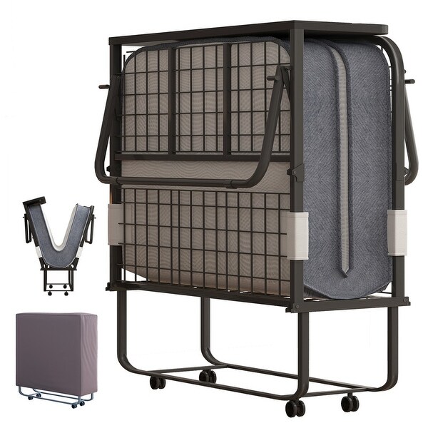 Mixoy Folding Bed with Mattress,Portable Foldable Roll Away Adult