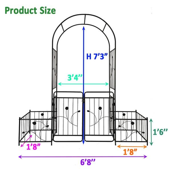Outdoor Climbing Plants Support Metal Garden Rose Arch with Gate - Bed ...