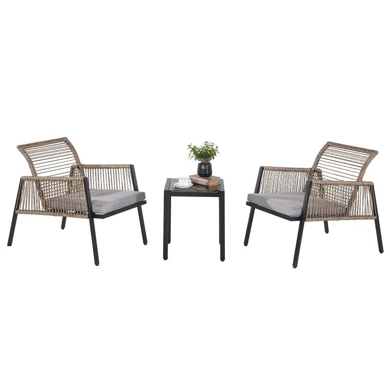 Patio Furniture Set - Outdoor Sectional Sofa All Weather Wicker Rattan Conversation Set with Soft Cushions