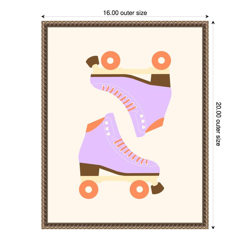 Lavender Retro Roller Skates by Artprink (16 x 20 in.), Framed Canvas Wall Art Print
