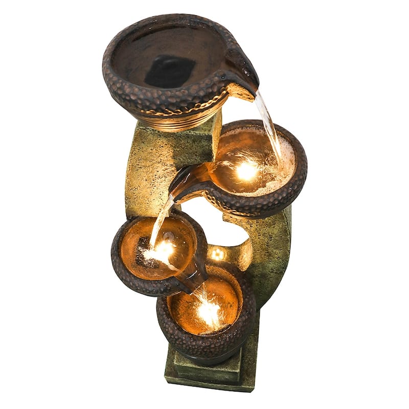 40-inch H Modern Outdoor Fountain - Outdoor Garden Fountain for Patio