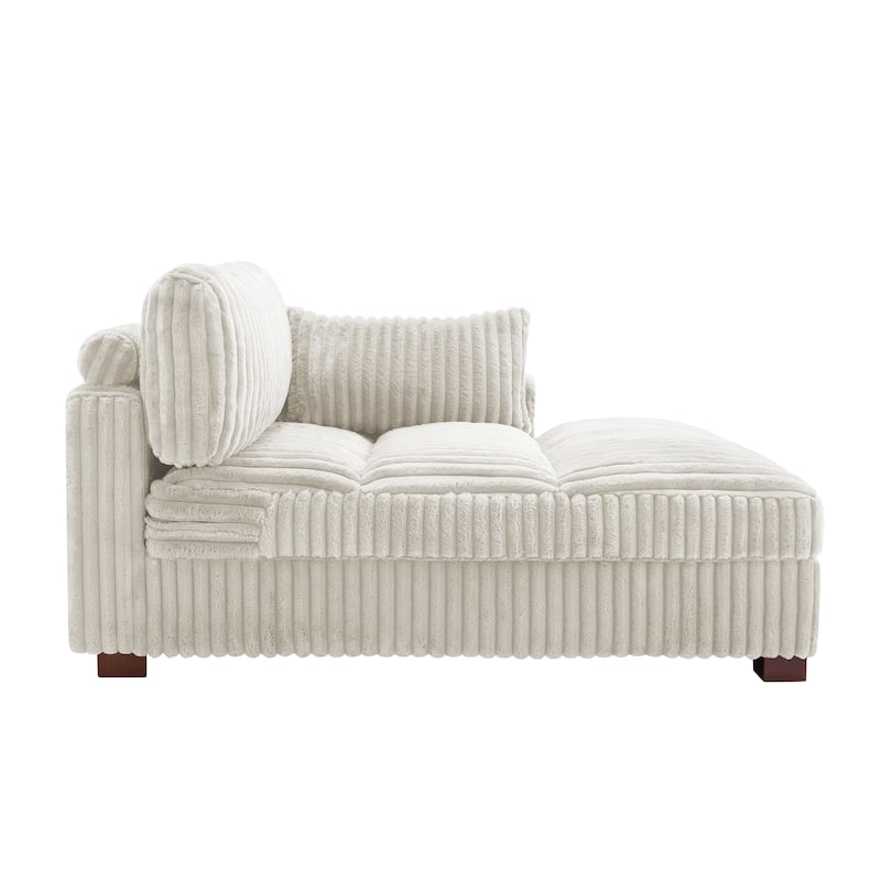 41" W Plush Corduroy Chaise Lounge with Pillows