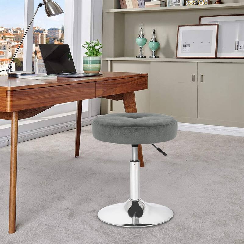 Adeco Makeup Vanity Stool Chair Round Ottoman Swivel Adjustable
