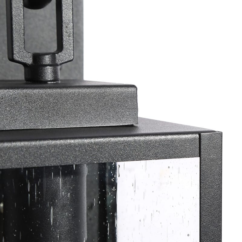 Modern Transitional 1-light Black Outdoor Wall Sconces Seeded Glass Exterior Lantern - L5"xW6.5"xH10.5"