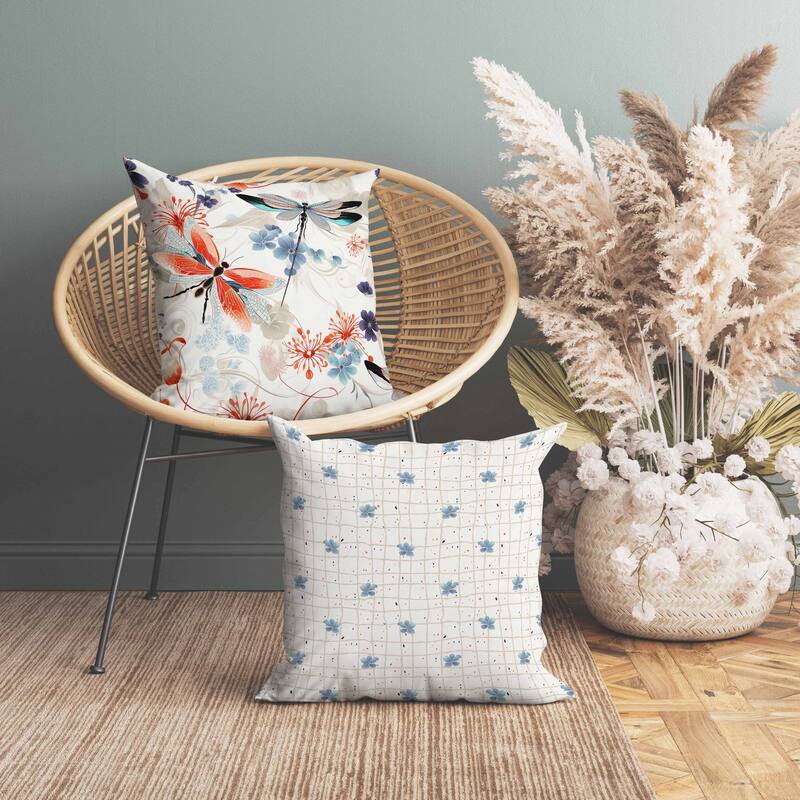 Wings in Motion Faux Suede Reversible Throw Pillow Red and Blue