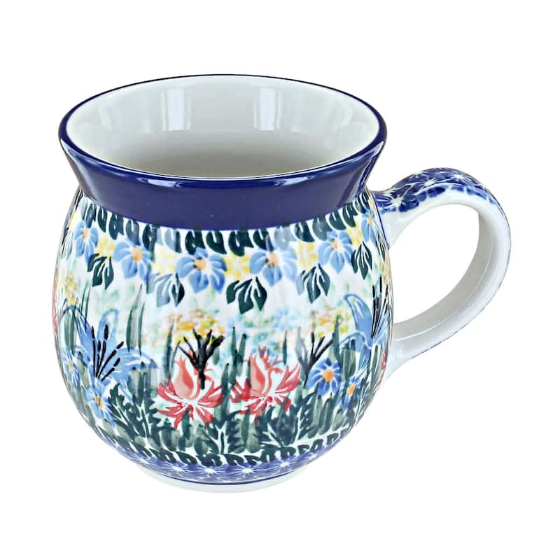Blue Rose Polish Pottery Ceramika Artystyczna Bubble Mug - Day Lily Bouquet
