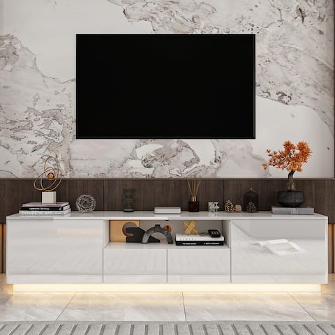 TV Stand TV Entertainment Center Led Light High Gloss Television Stand