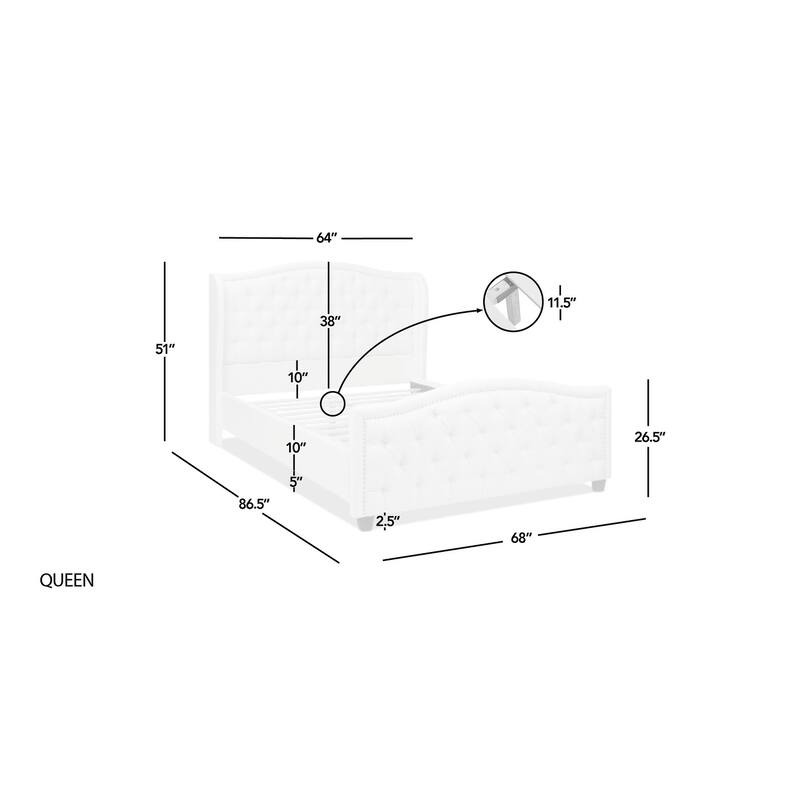 Upholstered Queen Platform Bed Frame with Foam Padding, Woven Detailing, Olefin Fabric, and No Box Spring Required