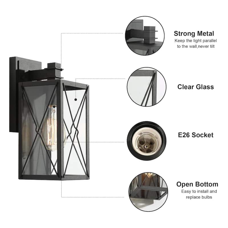 Bern Modern Matte Black Indoor/Outdoor Wall Sconces - L5" x W6.5" x H12"