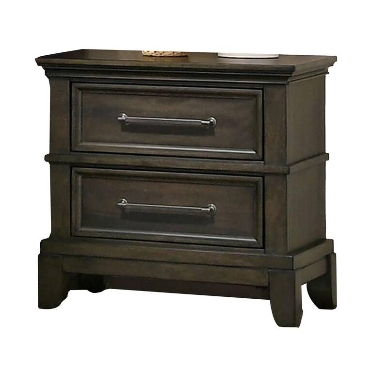 Gray/Pewter 2 Drawer 25.75 in. W Nightstand with Sturdy Hardware and Ample Storage