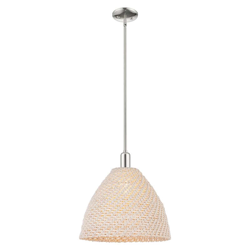Innovations Lighting Downtown Urban - Natural Ballston Dome - 1 Light 16" Stem Hung Mini Pendant - Natural Shade/Polished Nickel