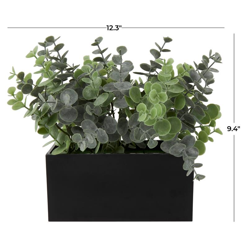 Green Faux Foliage Artificial Plant with Black Melamine Pot