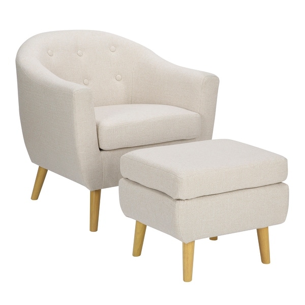 slide 21 of 32, Carson Carrington Lieksa Mid-century Modern Chair with Ottoman Cream/Natural Wood