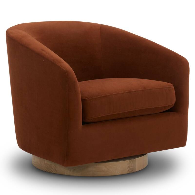 Spruce & Spring 360° Swivel Accent Chair with Solid Wood Base and Padded Seat