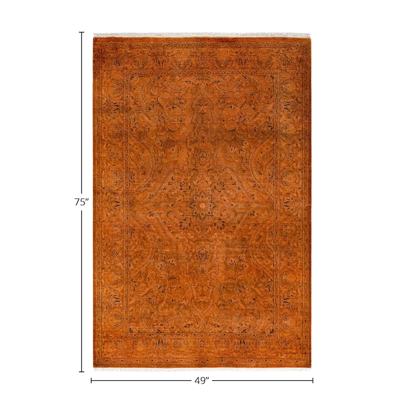 Fine Vibrance, One-of-a-Kind Hand-Knotted Area Rug - Brown, 4' 1" x 6' 3" - 4' 1" x 6' 3"