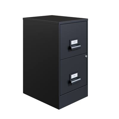 18" 2 Drawer Manager's Vertical File Cabinet, Black