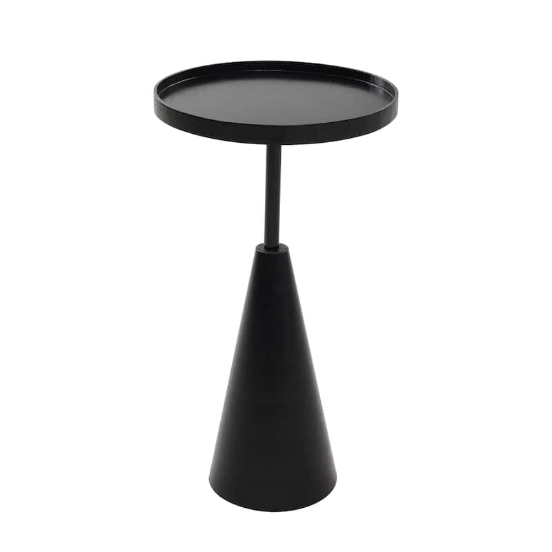 COZAYH Contemporary Round End Table with Tray Top, Solid Wood Pedestal Base for Living Room, Foyer, Study (Black)