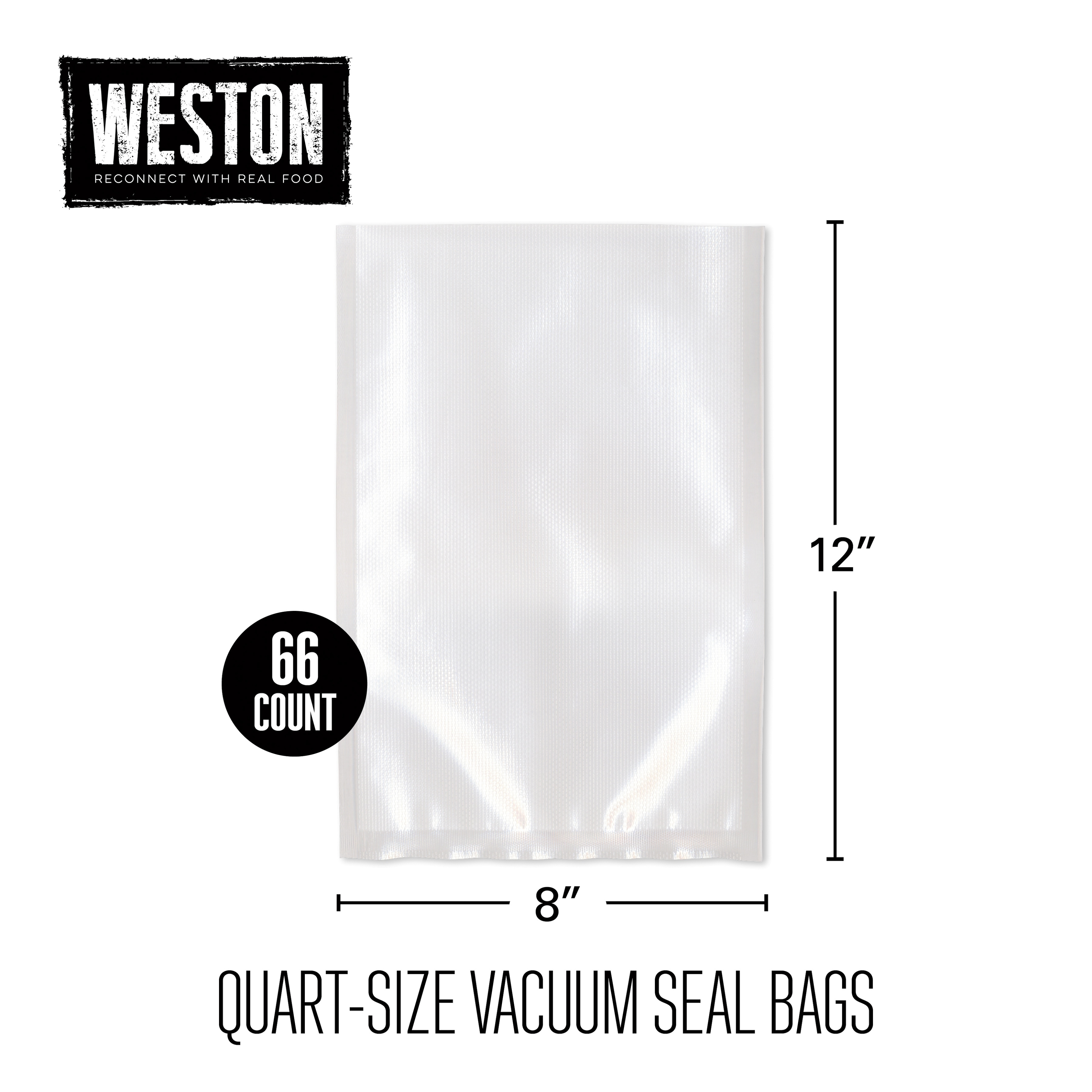Quart Vacuum Seal Zipper Bags - 8 X 12 Resealable