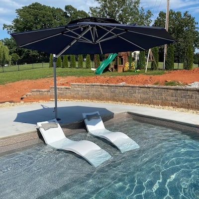 PURPLE LEAF 13ft Round Offset Hanging Patio Umbrella with Base