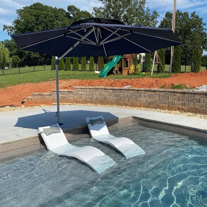 PURPLE LEAF Double Top Round Patio Large Cantilever 360 Degree Rotation 10/11/12/13ft Outdoor Classic Umbrella
