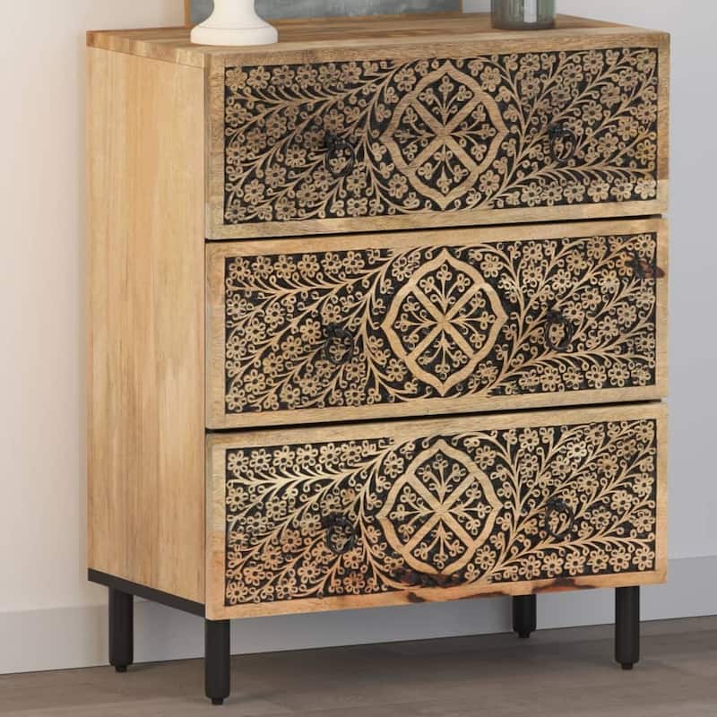 vidaXL Side Cabinet Natural Mango Wood Solid mango wood, iron legs Small - 13 x 23.6 x 29.5 in
