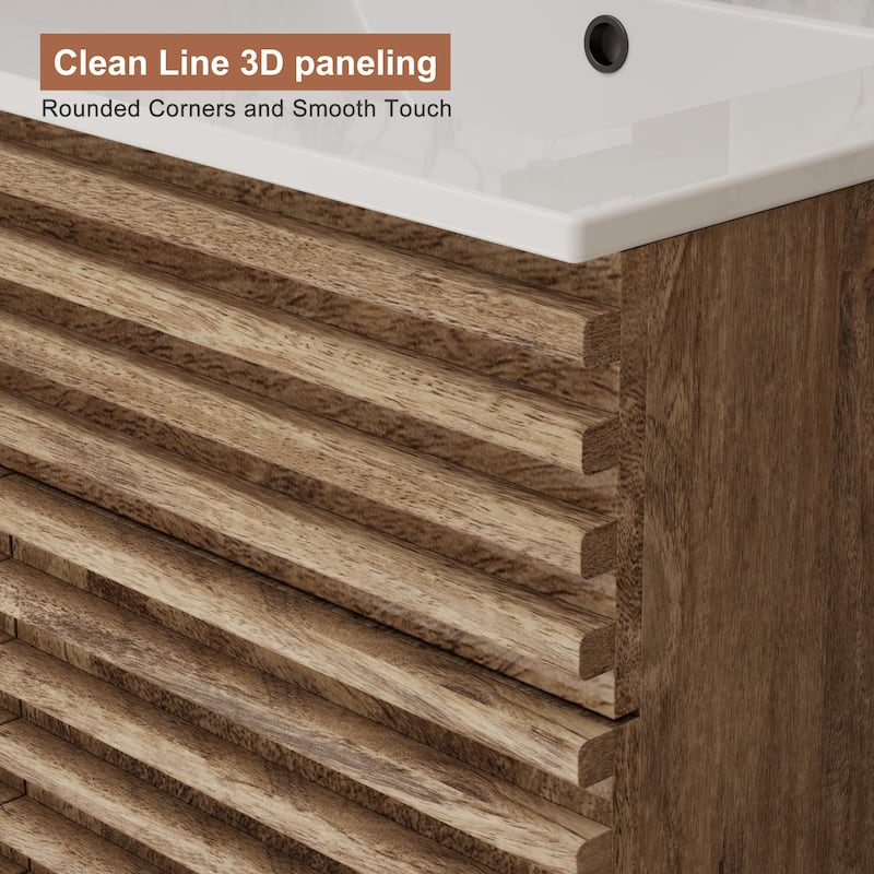 Bathroom Vanity with Drop-In Ceramic Sink Wall-Mounted Storage Cabinet