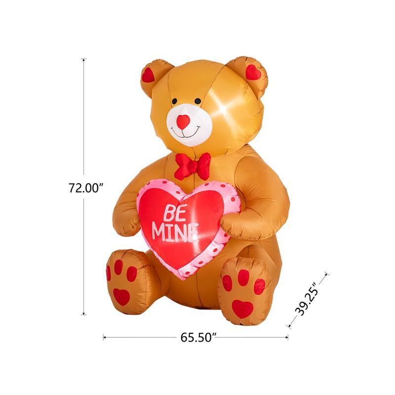 Glitzhome 6'H Lighted Valentine's Bear with Heart Inflatable Decor - 6ft